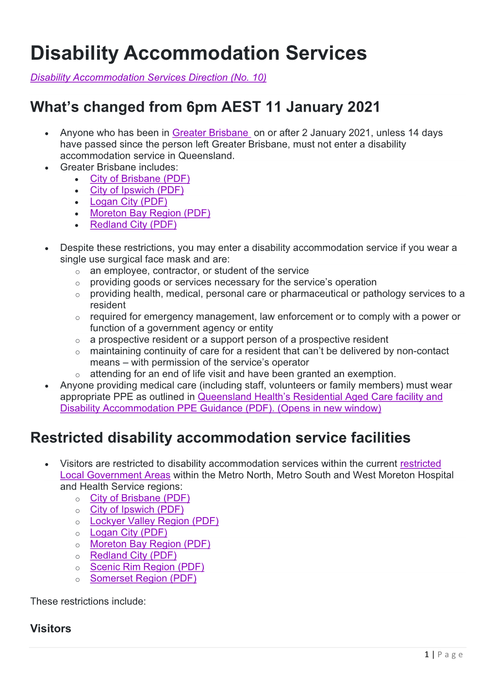 Disability Accommodation Services Disability Accommodation Services Direction (No