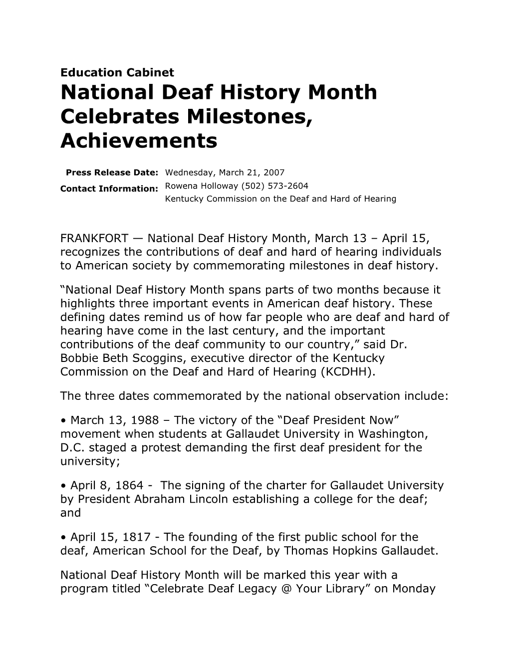 National Deaf History Month Celebrates Milestones, Achievements