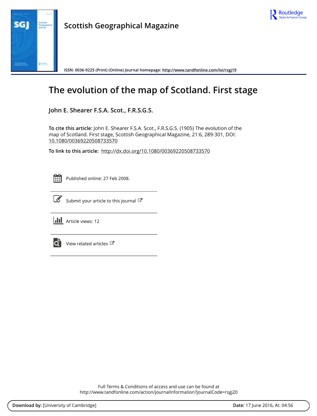 The Evolution of the Map of Scotland. First Stage