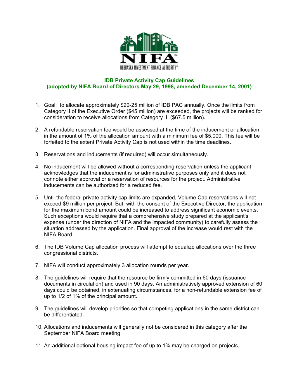 Nebraska Investment Finance Authority (Nifa)