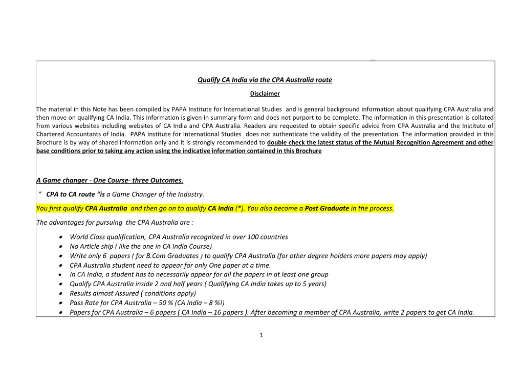 Qualify CA India Via the CPA Australia Route a Game Changer