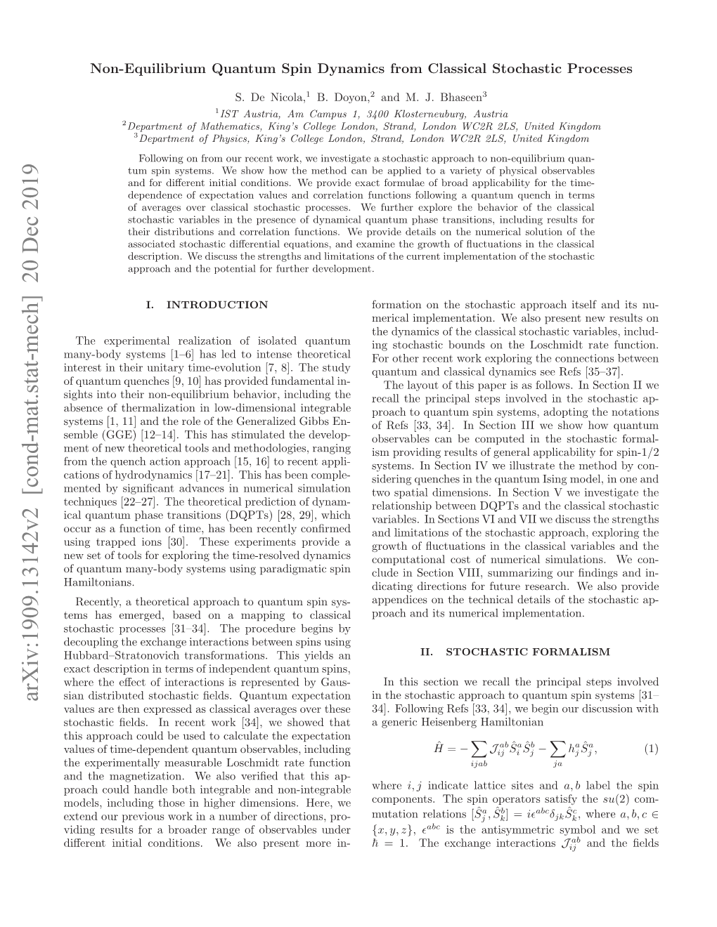 Non-Equilibrium Quantum Spin Dynamics from Classical Stochastic