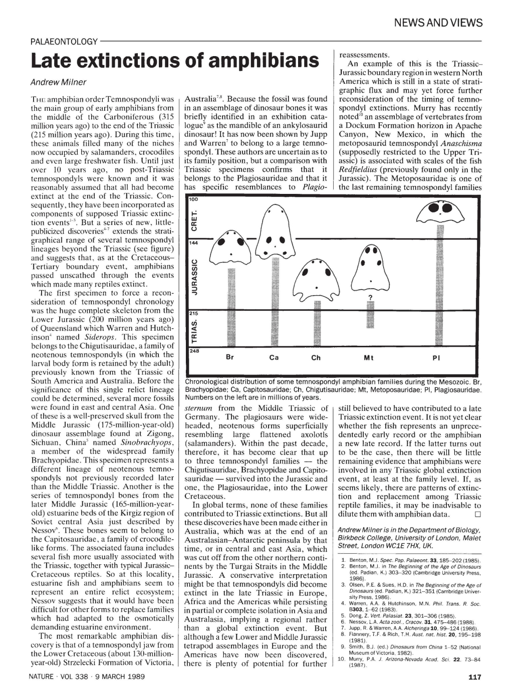 Late Extinctions of Amphibians Reassessments