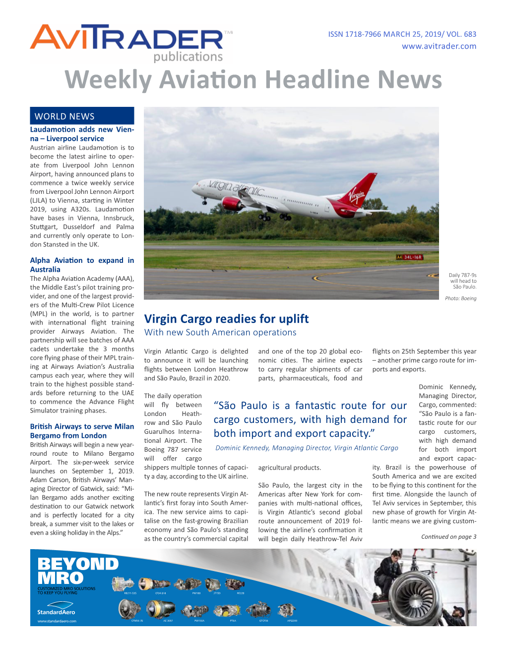 Weekly Aviation Headline News