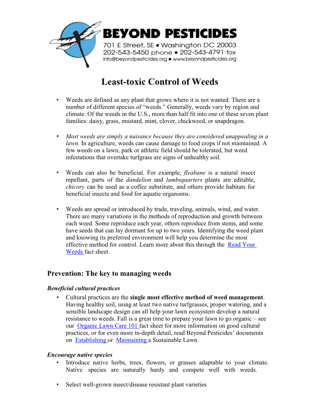 Least-Toxic Control of Weeds