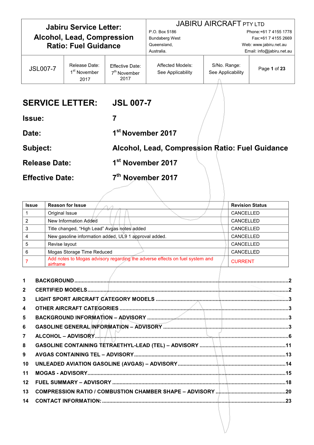 JSL007-7 Alcohol Lead Compression Ratio Fuel Guidance