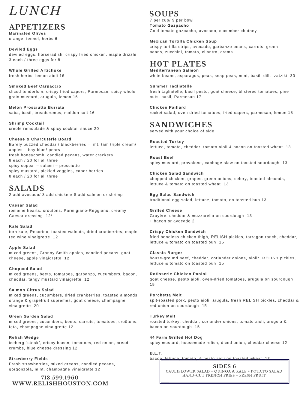 Covid 19 Lunch Menu