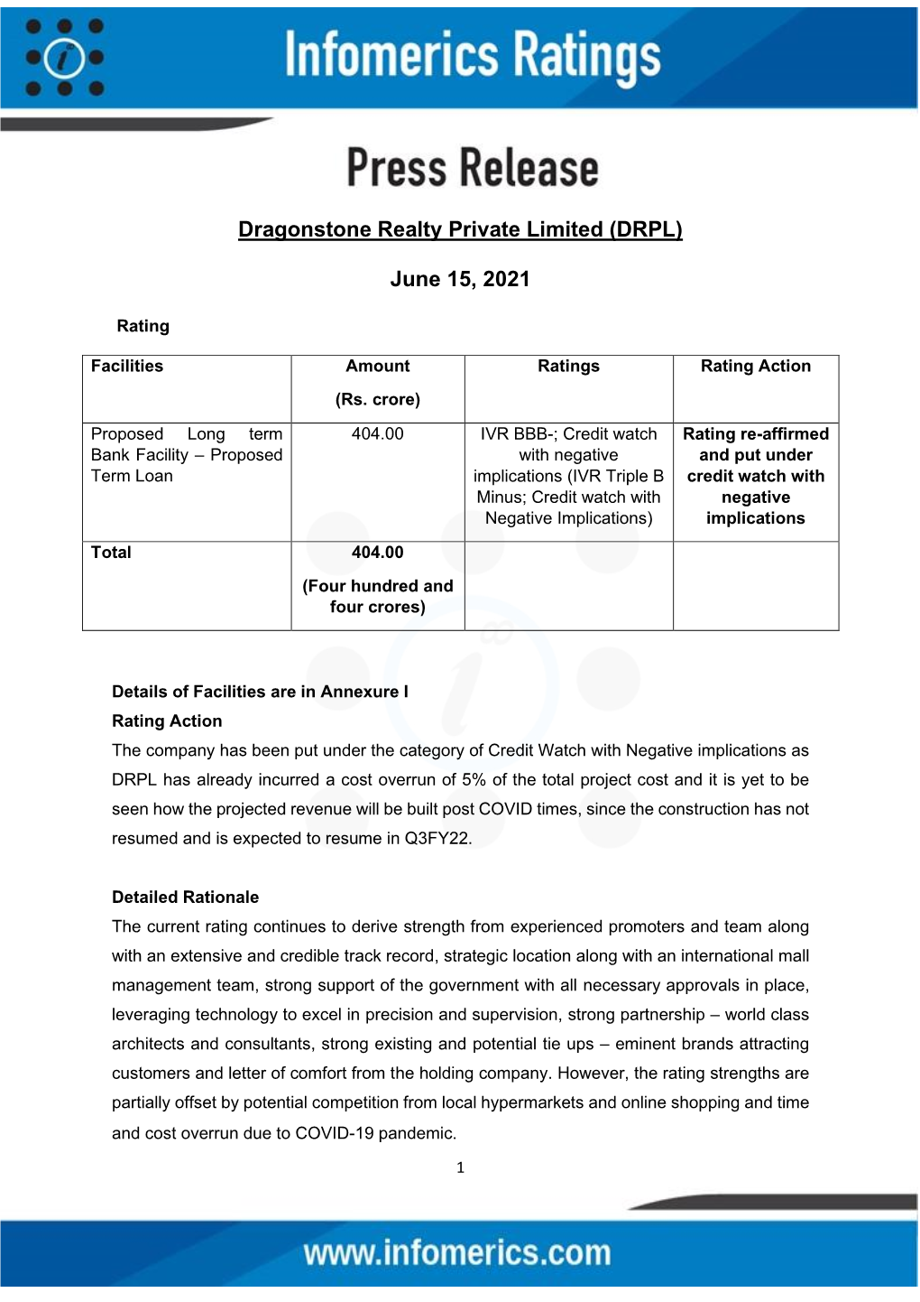 Dragonstone Realty Private Limited (DRPL) June 15, 2021