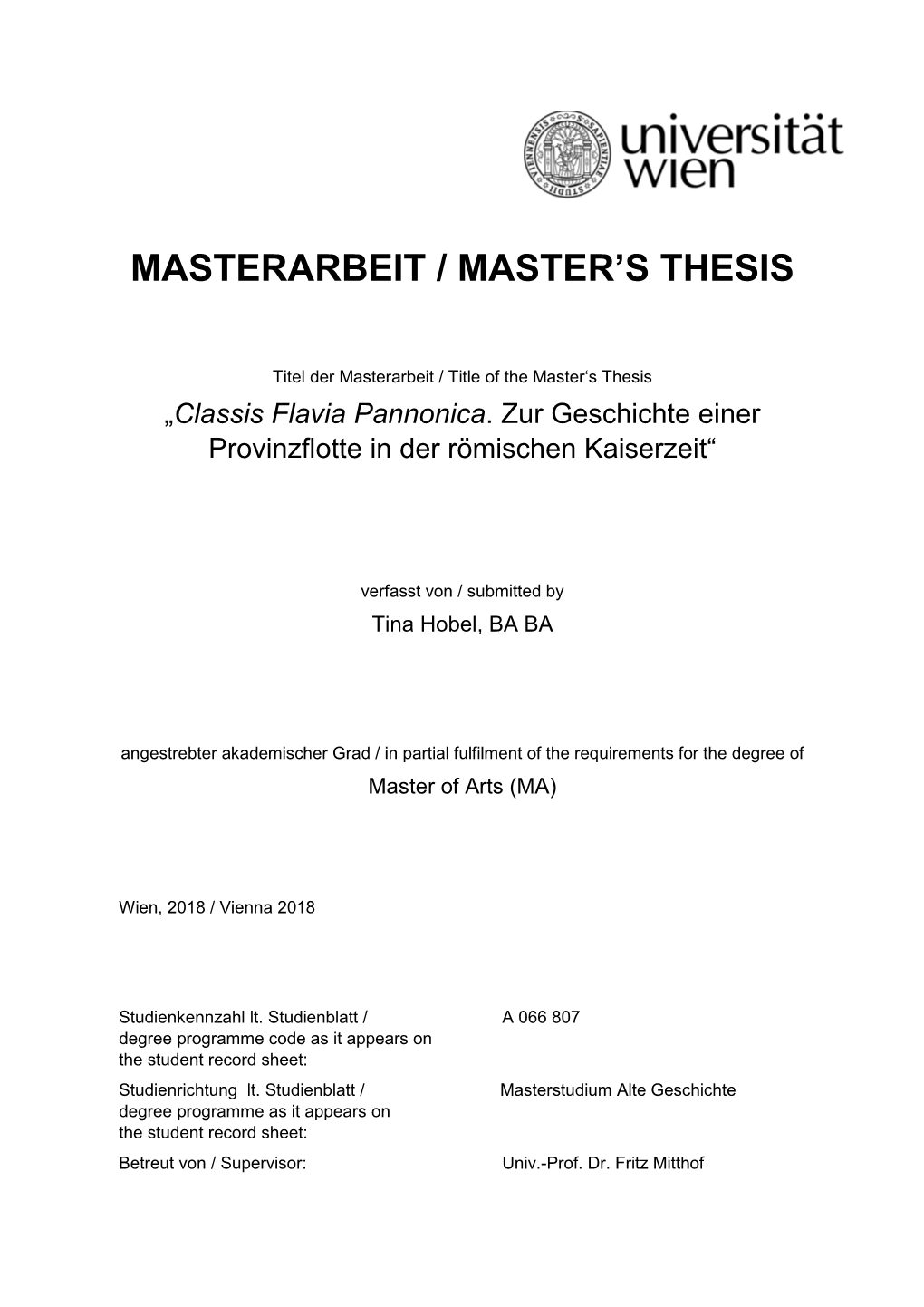 Masterarbeit / Master's Thesis