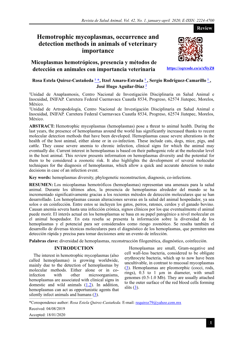 Hemotrophic Mycoplasmas, Occurrence and Detection Methods