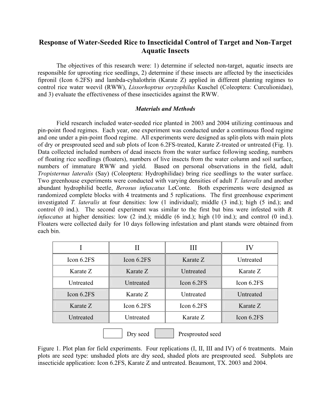 Response of Water-Seeded Rice to Insecticidal Control of Target and Non-Target Aquatic Insects