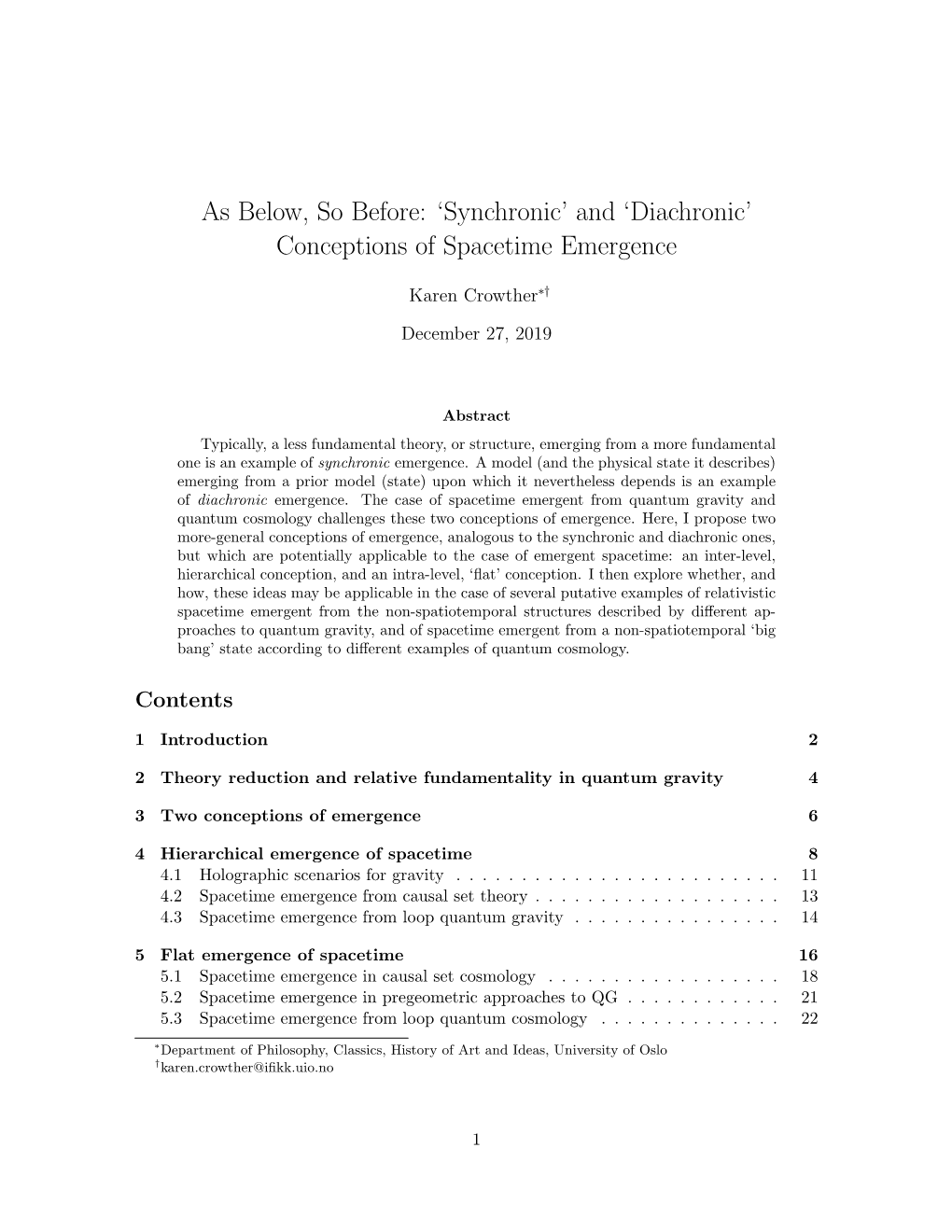 'Diachronic' Conceptions of Spacetime Emergence