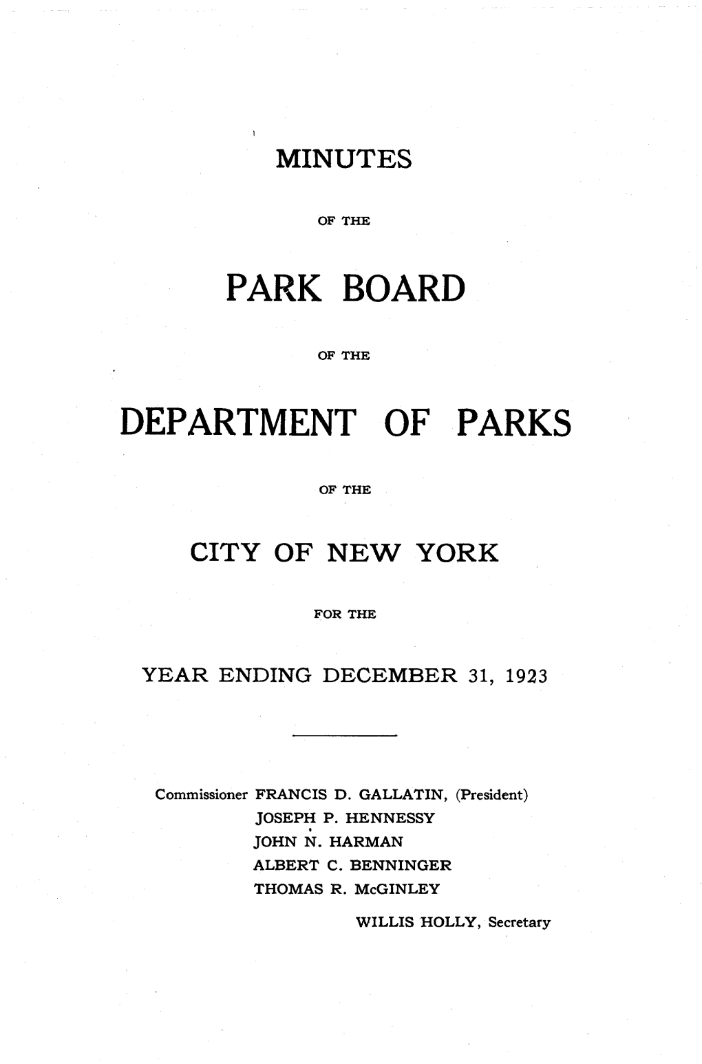 Park Board of the NYC Dept of Parks