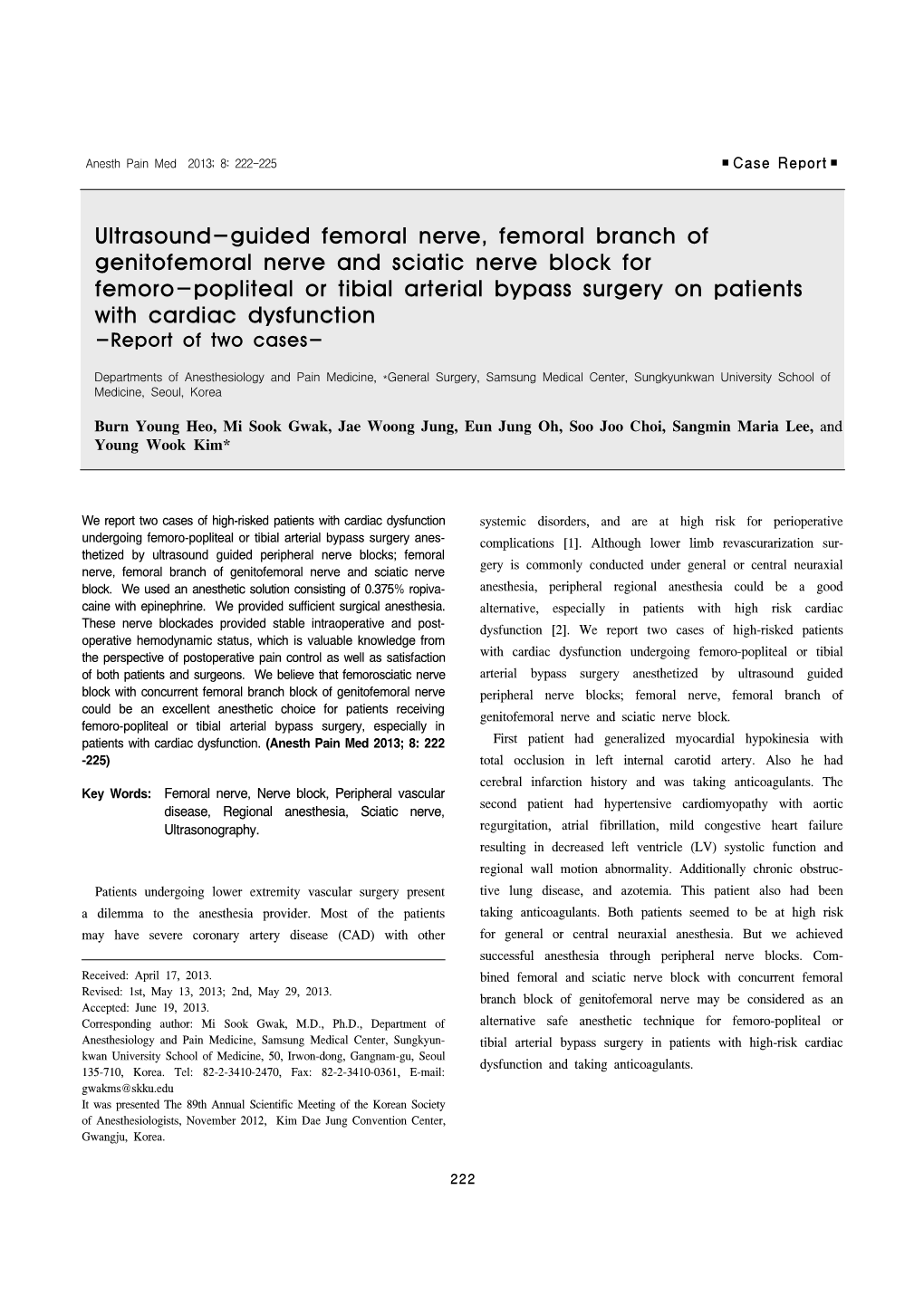 Ultrasound-Guided Femoral Nerve, Femoral Branch of Genitofemoral