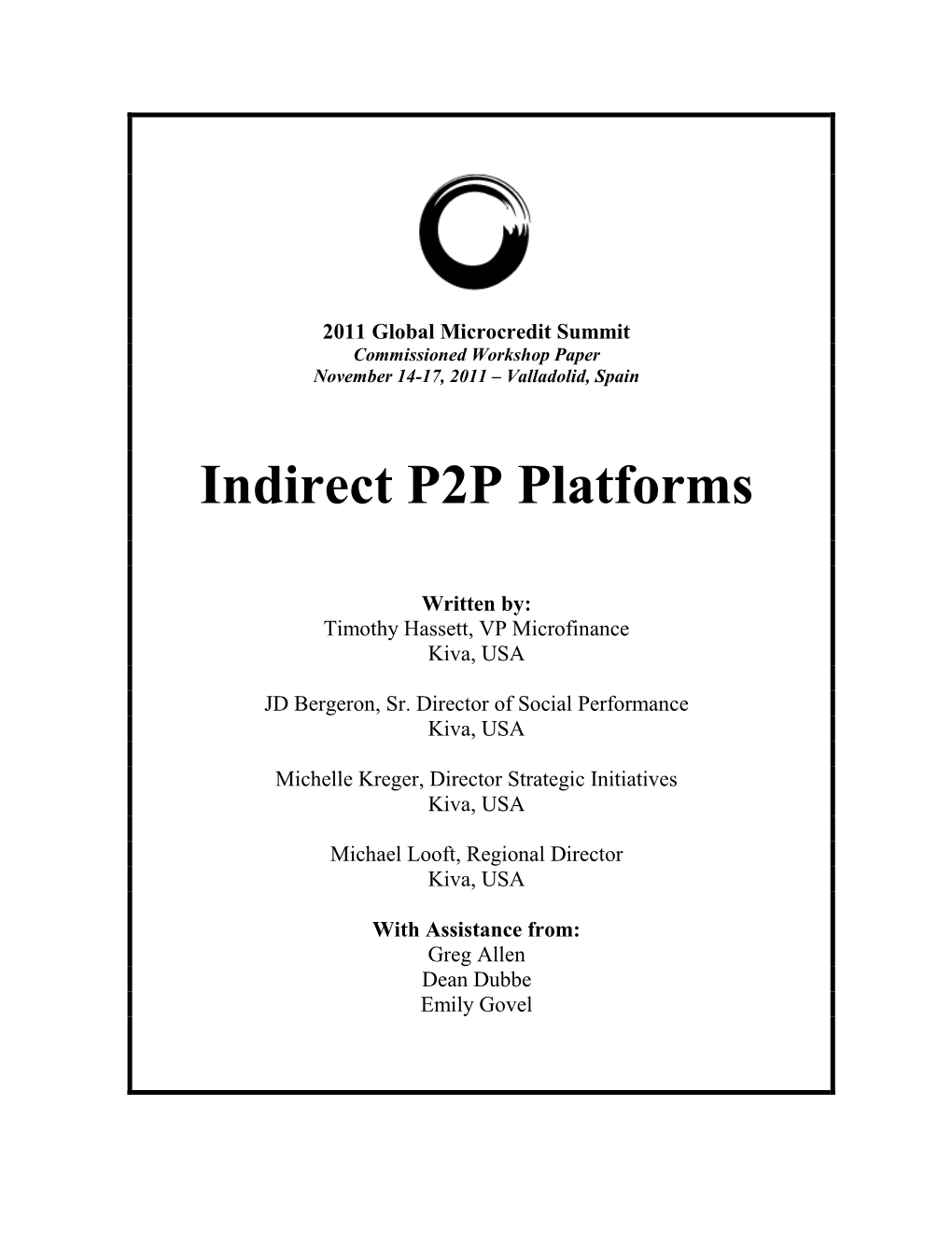 Indirect P2P Platforms