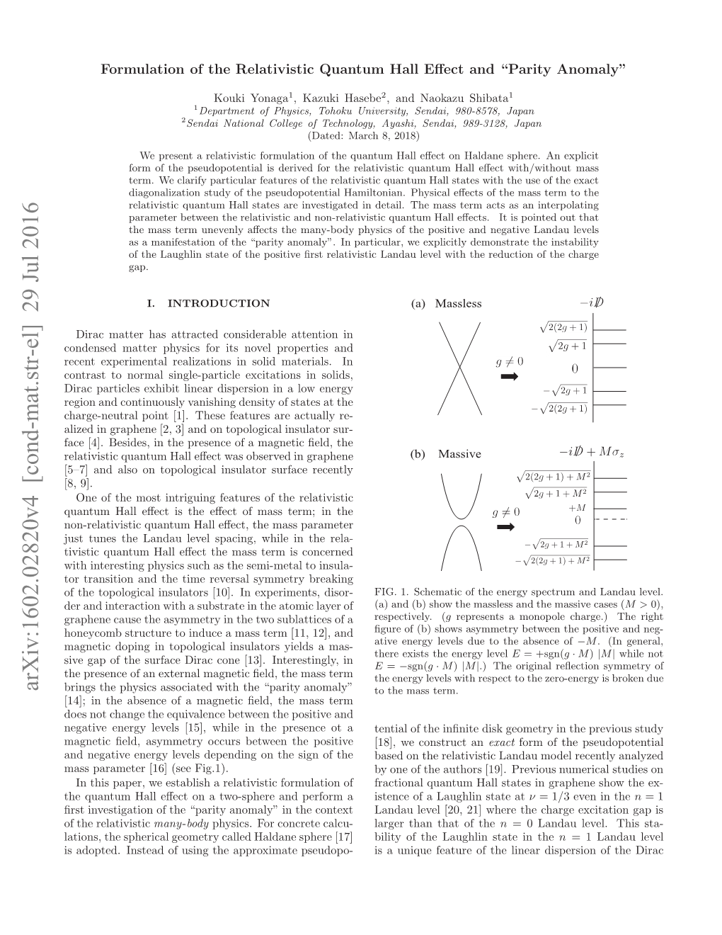 Formulation of the Relativistic Quantum Hall Effect And