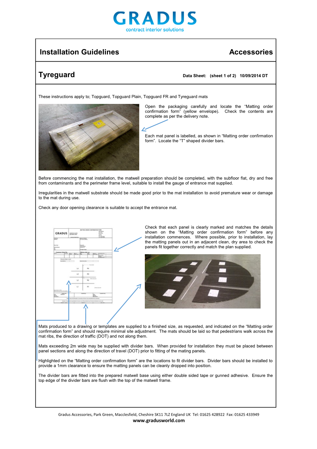 Installation Guidelines Accessories Tyreguard Data Sheet: (Sheet 1 of 2) 10/09/2014 DT