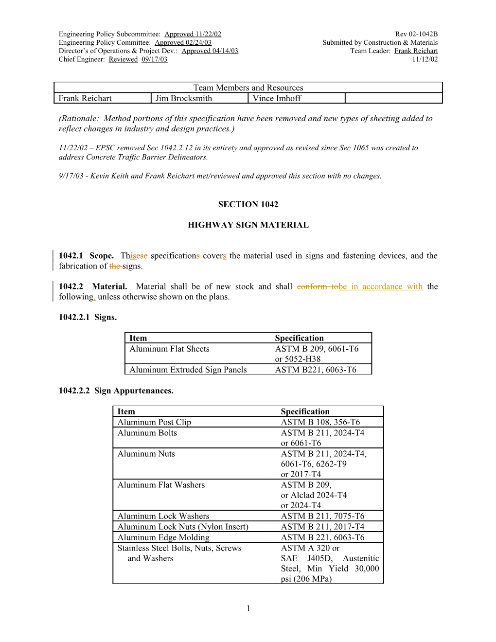 (Rationale: Method Portions of This Specification Have Been Removed and New Types of Sheeting