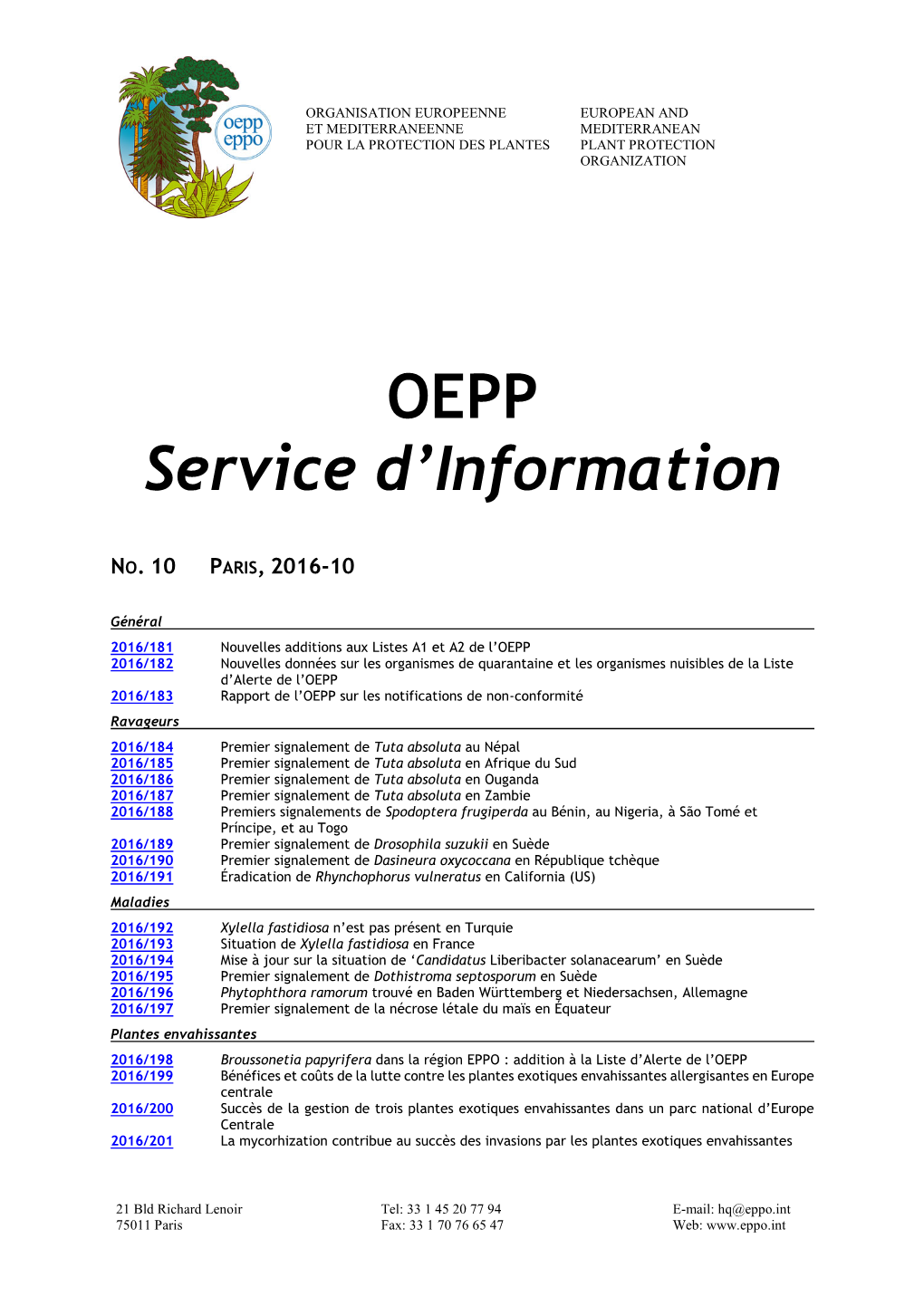 EPPO Reporting Service