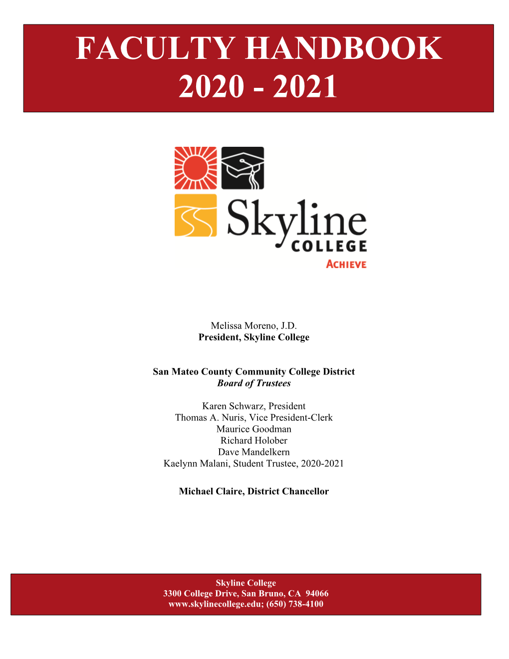 Faculty Handbook 2020 - 2021