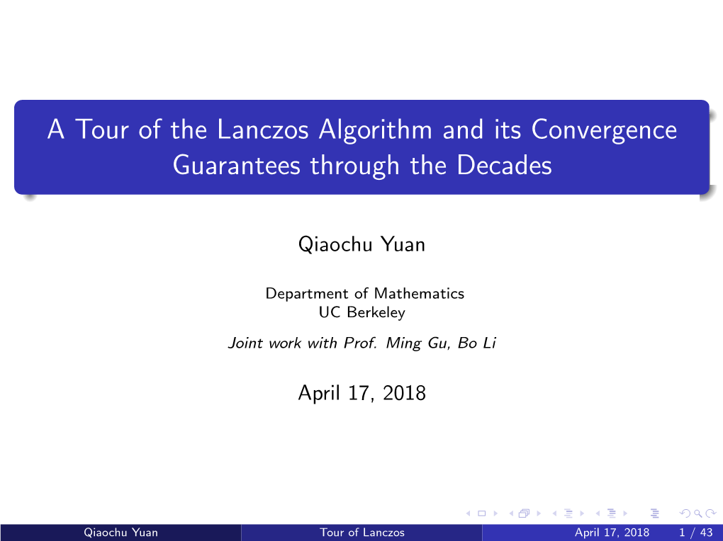 A Tour of the Lanczos Algorithm and Its Convergence Guarantees Through the Decades