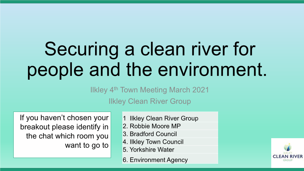 4Th Town Meeting March 2021 Ilkley Clean River Group