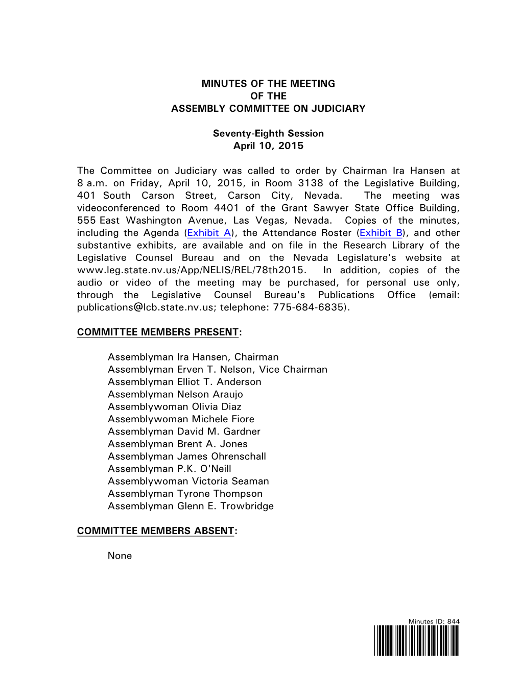 Assembly Committee on Judiciary-April 10, 2015