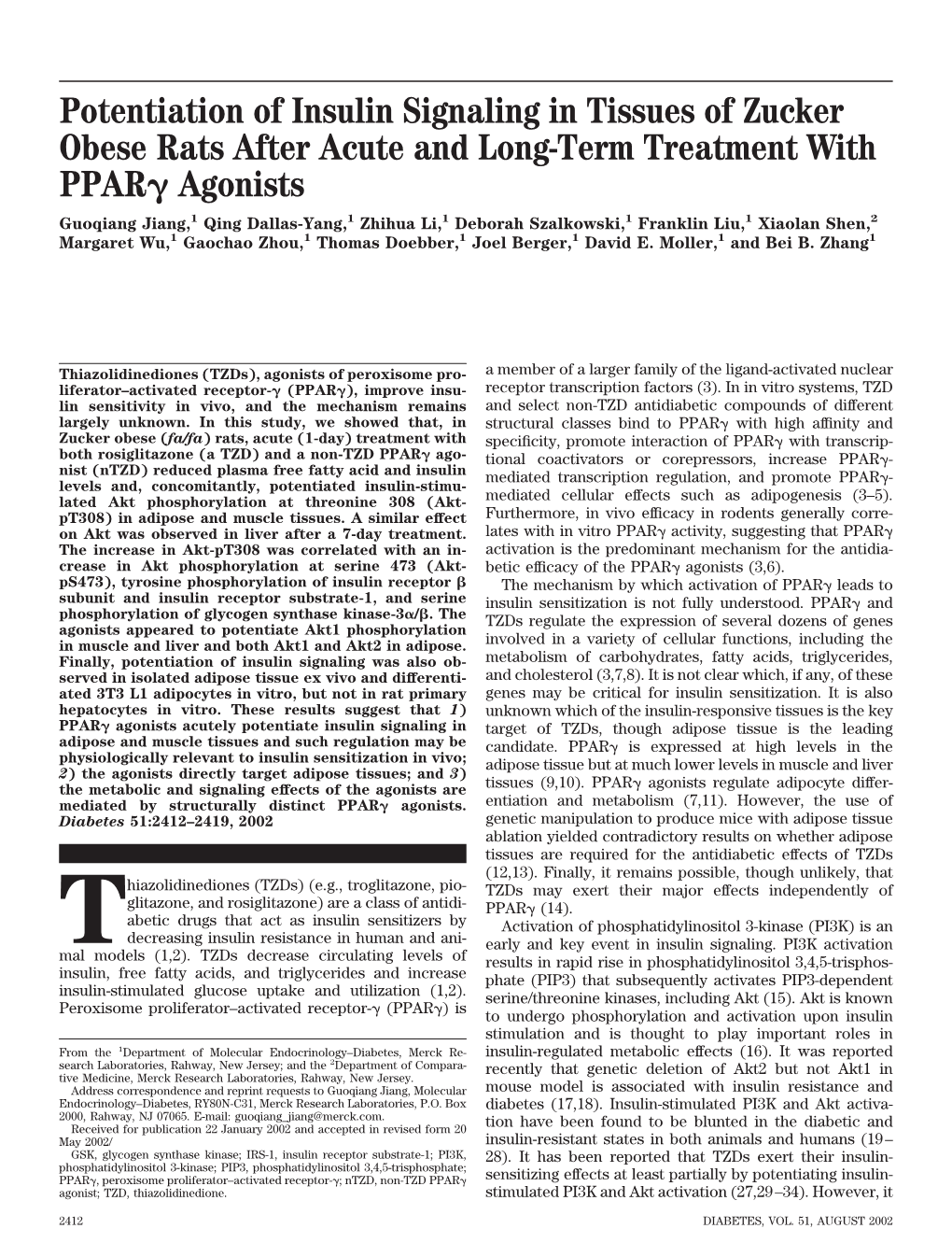 Potentiation of Insulin Signaling in Tissues of Zucker Obese Rats After