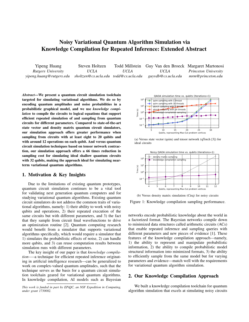 Noisy Variational Quantum Algorithm Simulation Via Knowledge Compilation for Repeated Inference: Extended Abstract