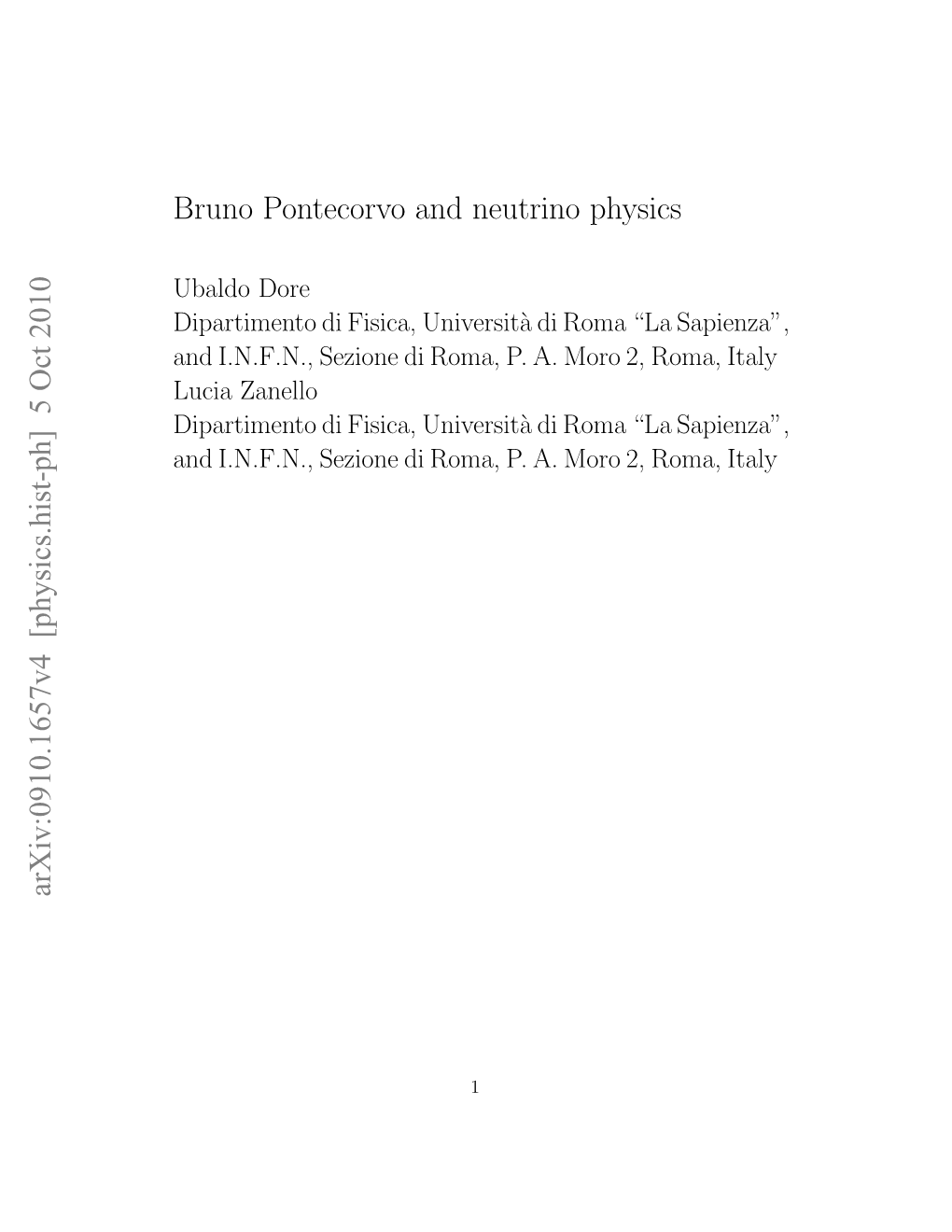 Bruno Pontecorvo and Neutrino Physics