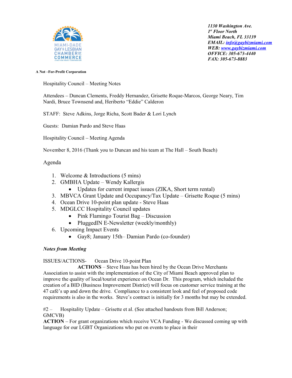 Hospitality Council Meeting Notes s2