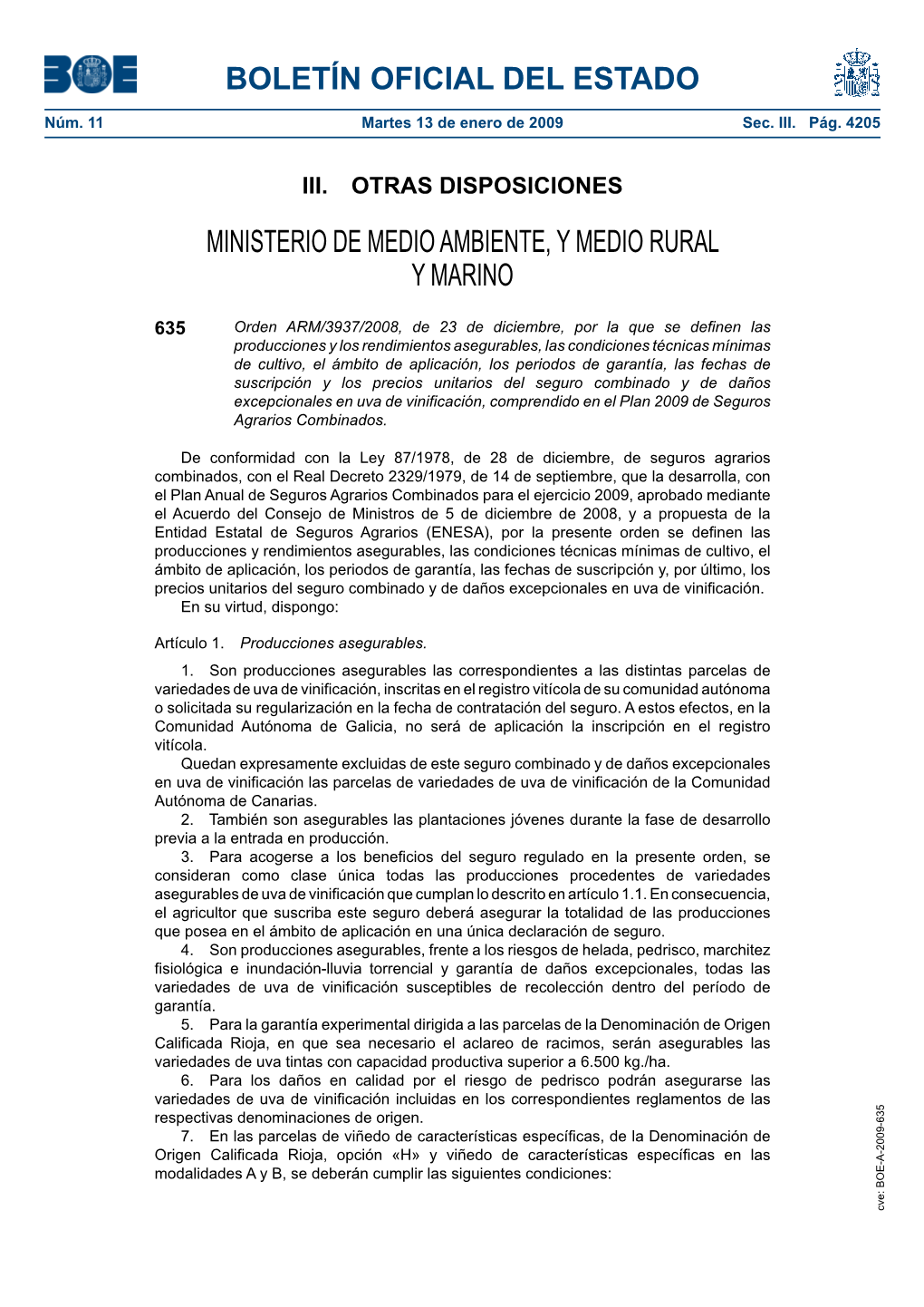 Boe-A-2009-635 Boletín Oficial Del Estado