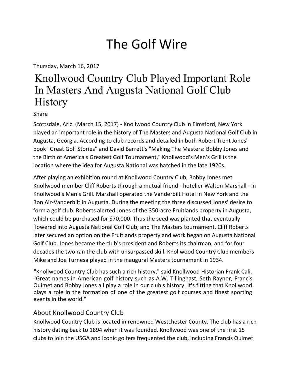 The Golf Wire