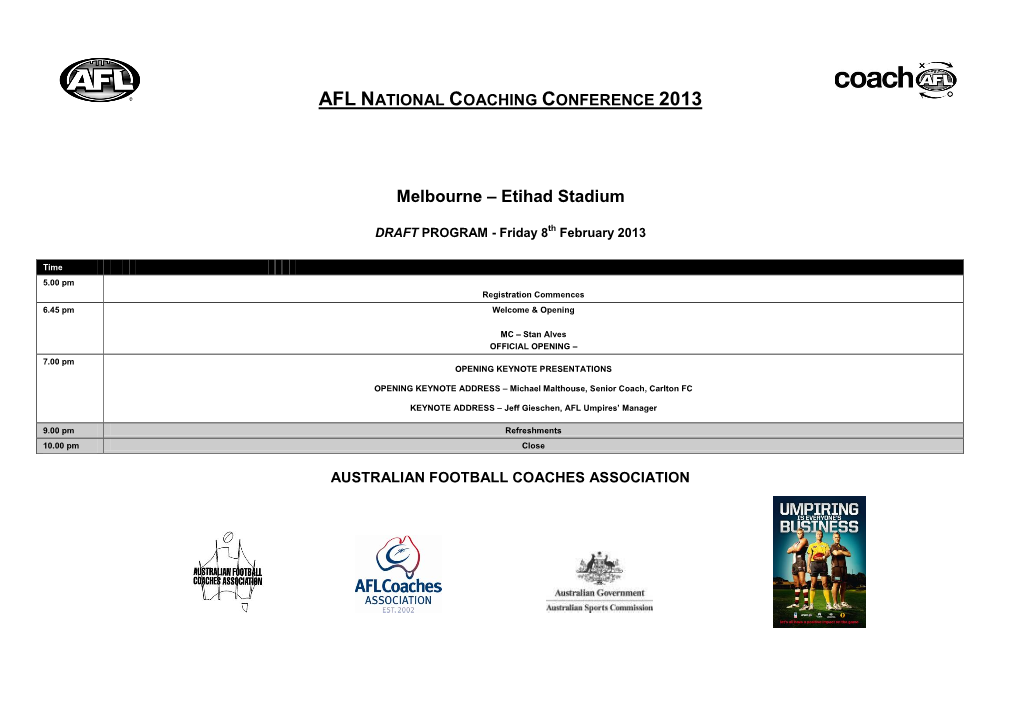 Afl National Coaching Conference 2013