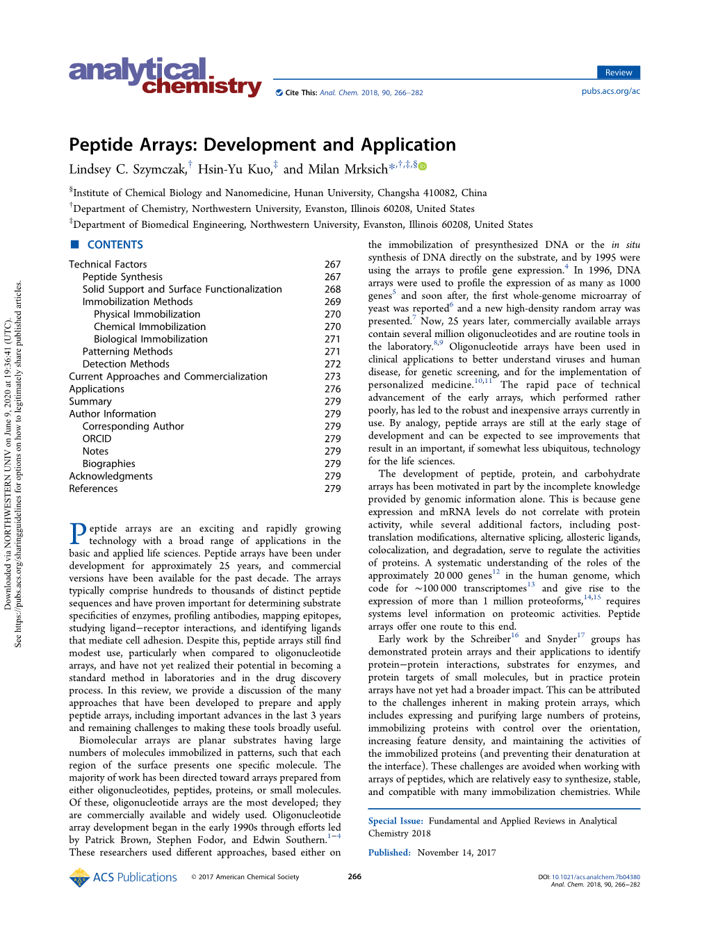 Peptide Arrays: Development and Application Lindsey C