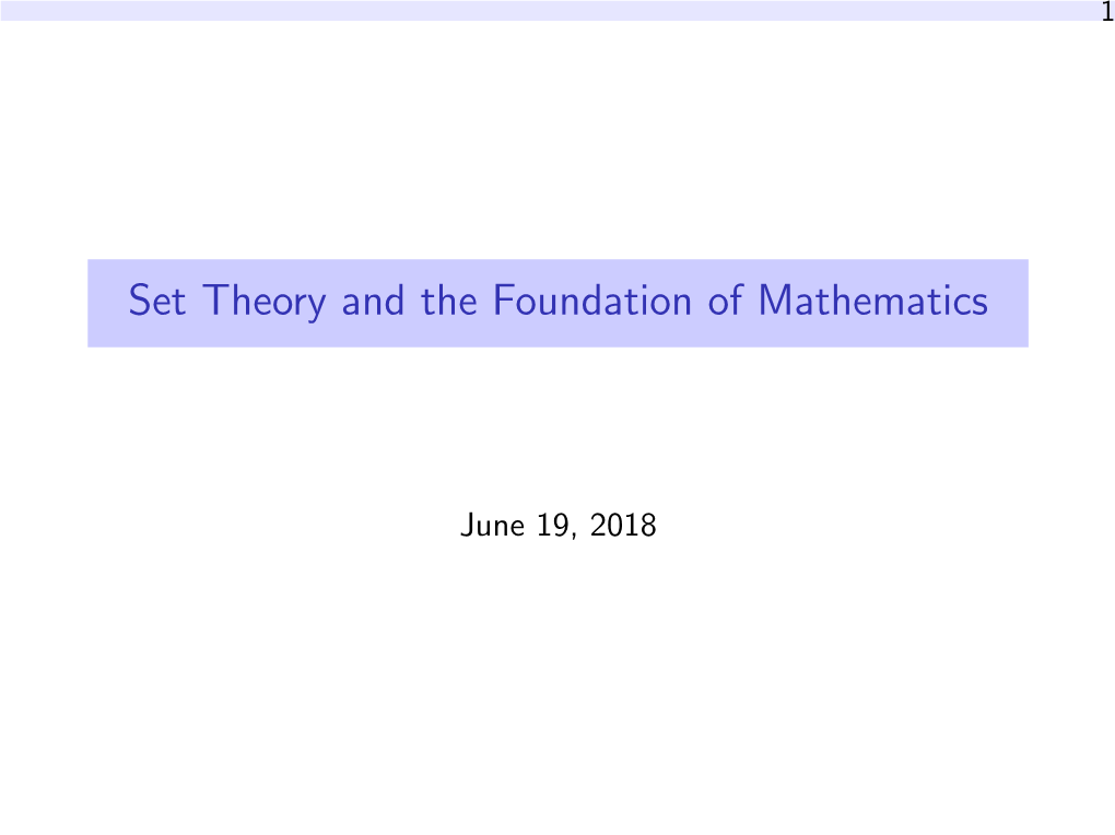 Set Theory and the Foundation of Mathematics