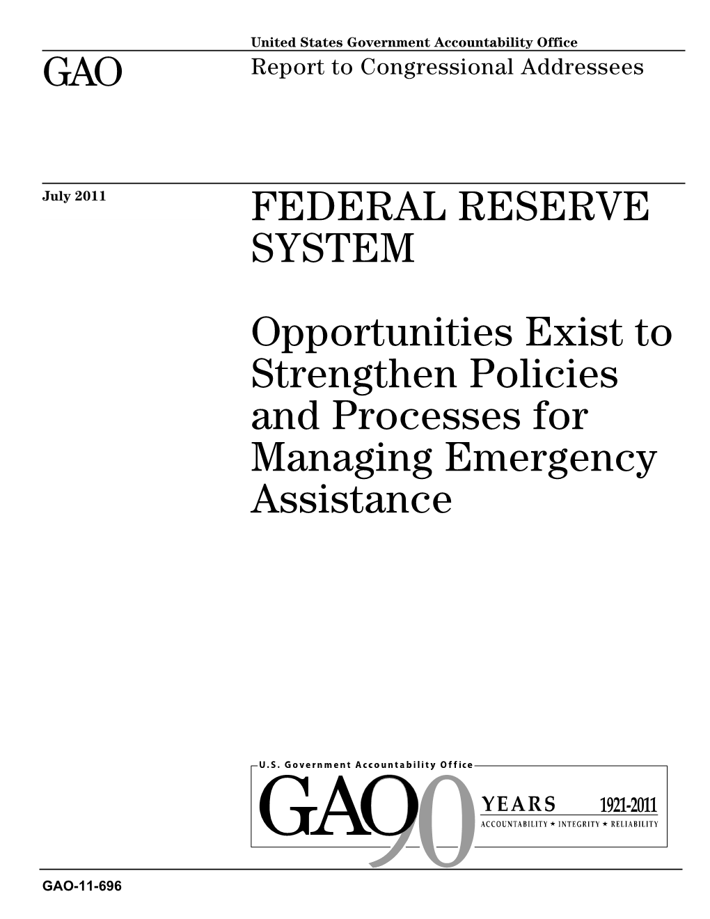 GAO-11-696 Federal Reserve System