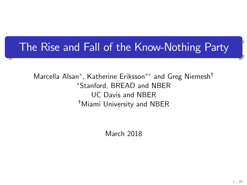 The Rise and Fall of the Know-Nothing Party