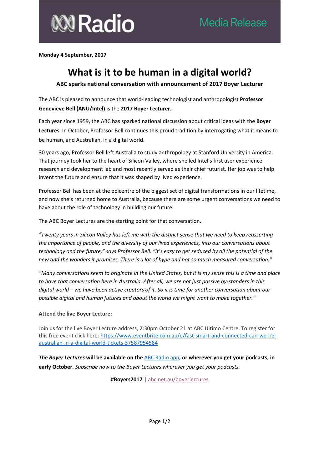 What Is It to Be Human in a Digital World?