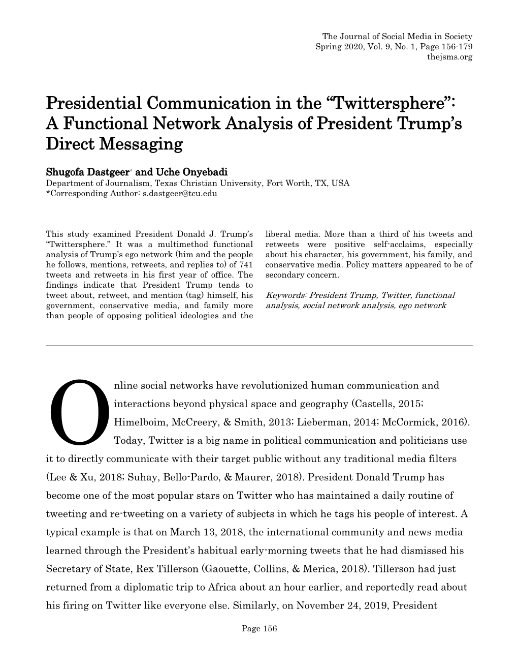 A Functional Network Analysis of President Trump's Direct Messaging