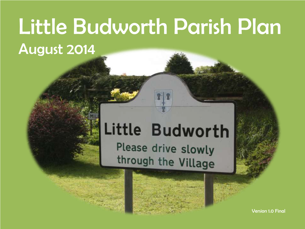 Little Budworth Parish Plan August 2014