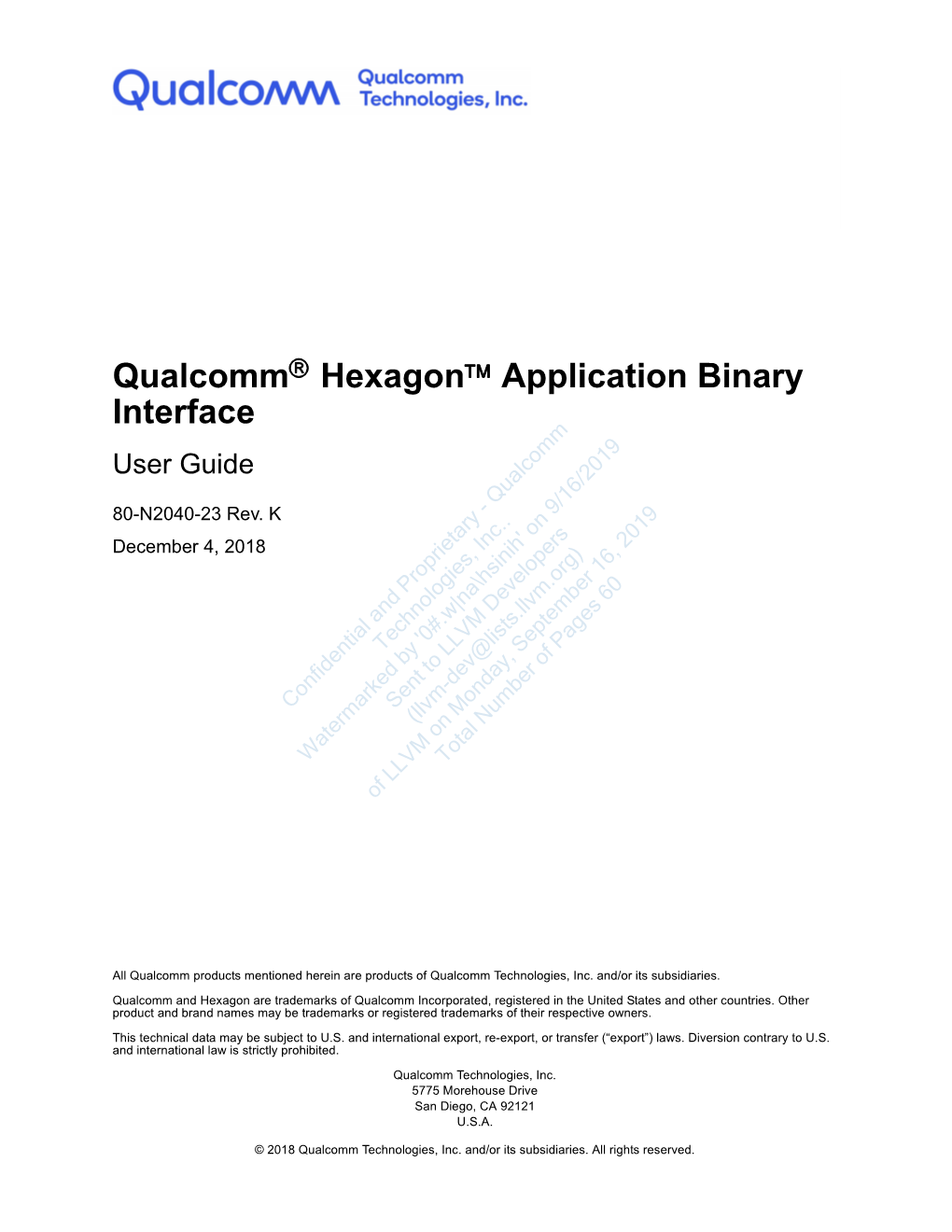 Qualcomm Hexagon™ Application Binary Interface