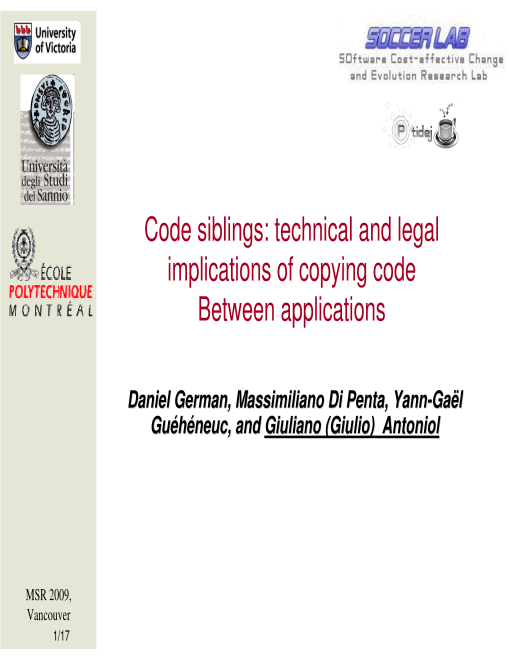 Code Siblings: Technical and Legal Implications of Copying Code Between Applications