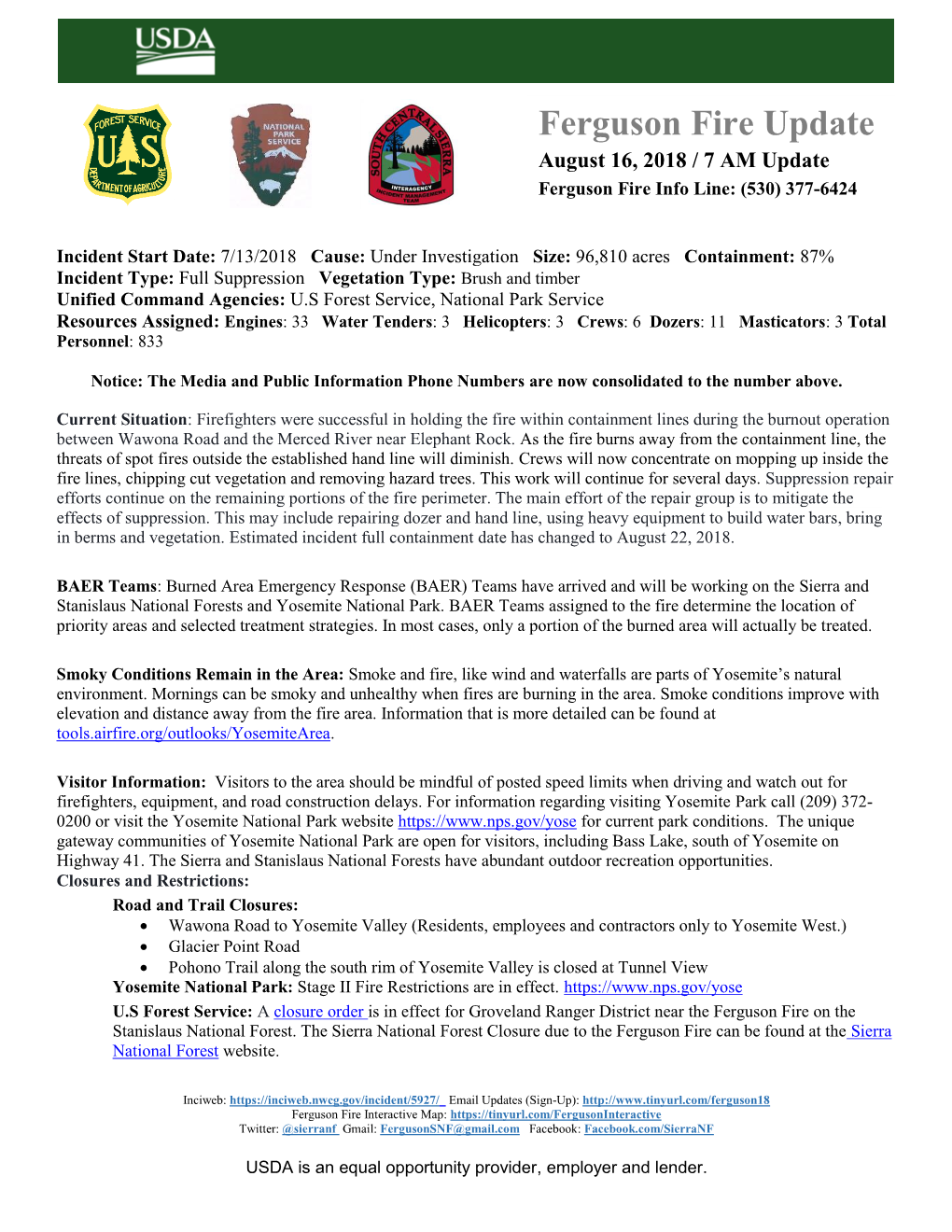 Ferguson Fire Daily Update