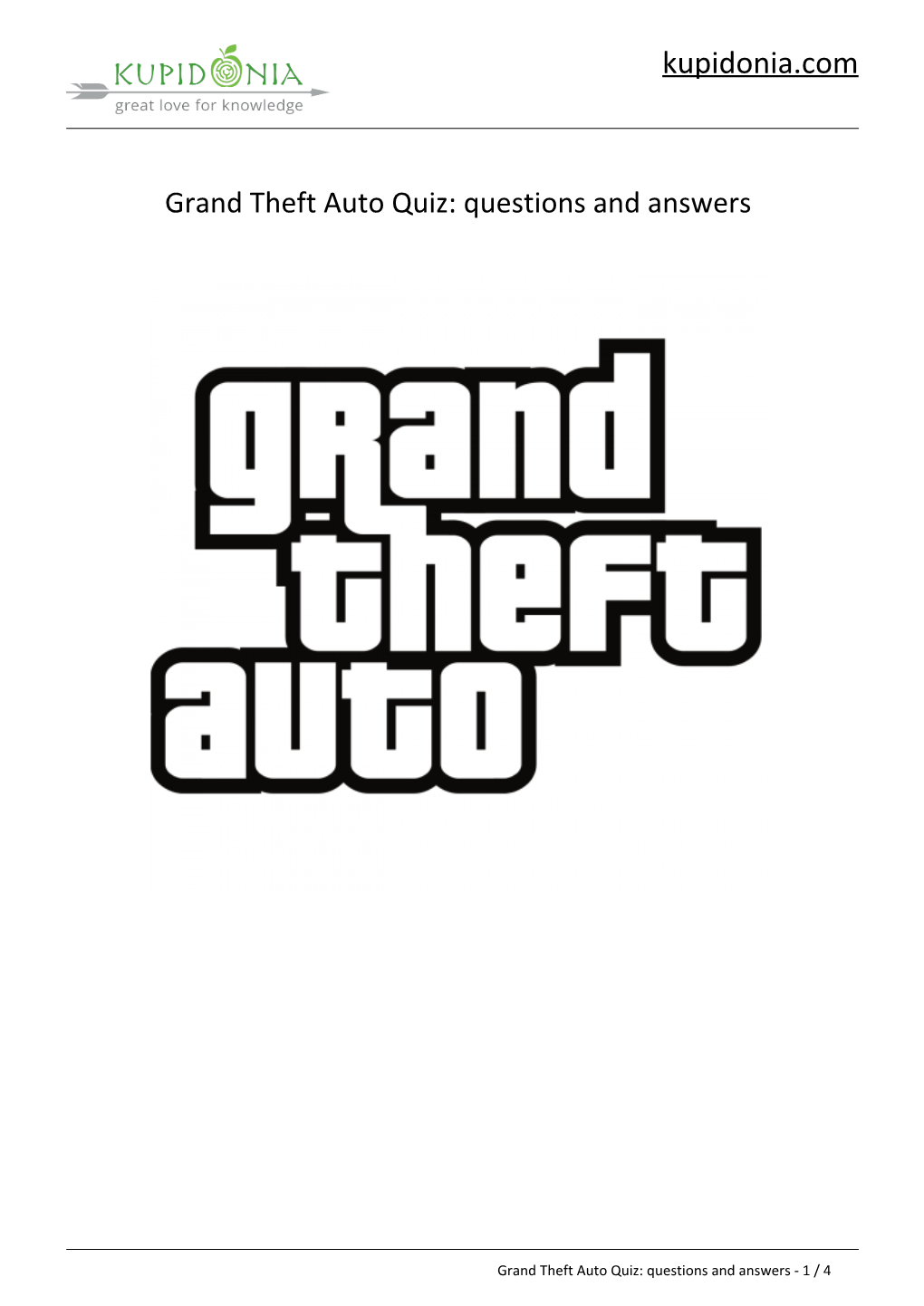 Grand Theft Auto Quiz: Questions and Answers