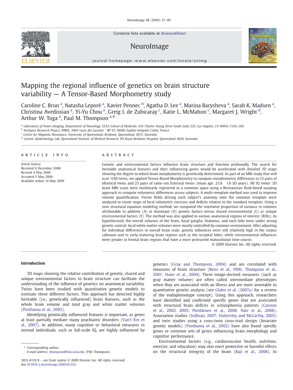 Mapping the Regional Influence of Genetics on Brain Structure Variability