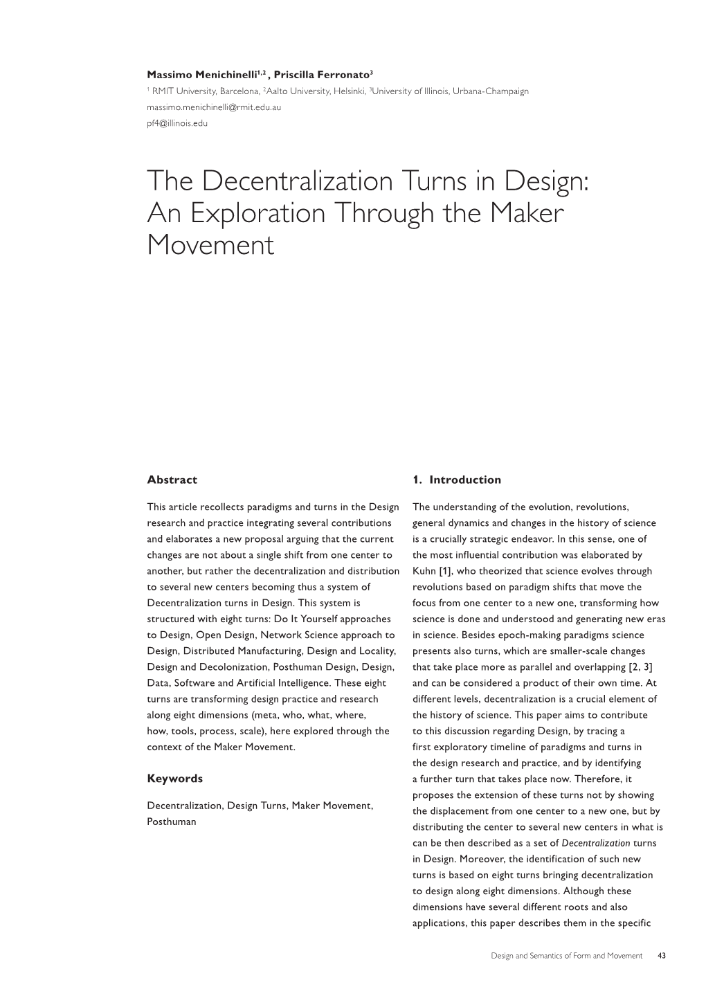 The Decentralization Turns in Design: an Exploration Through the Maker Movement