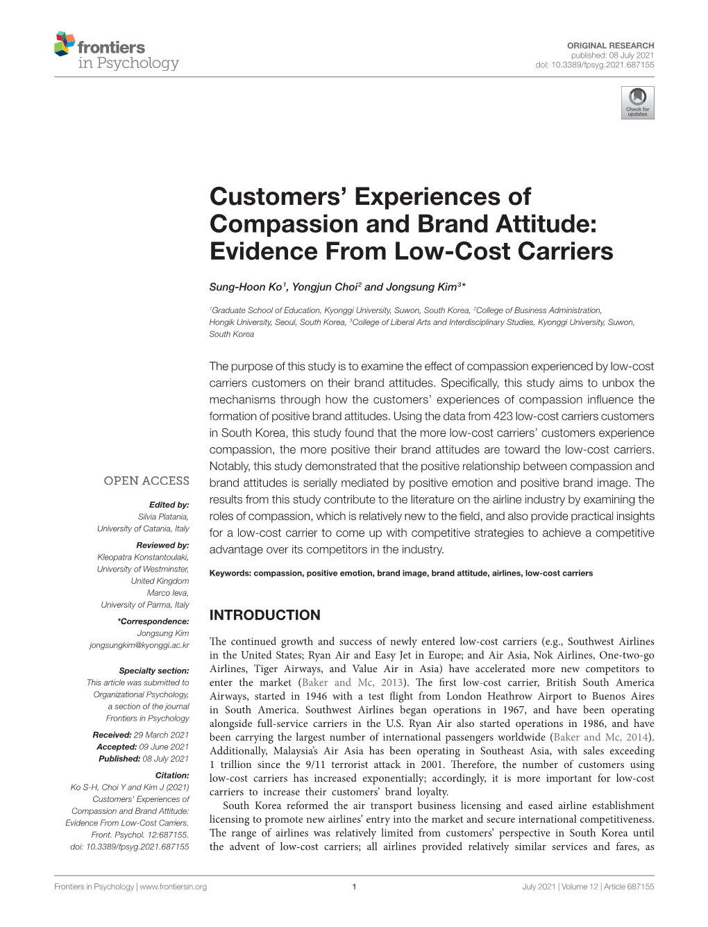 Customers' Experiences of Compassion and Brand Attitude