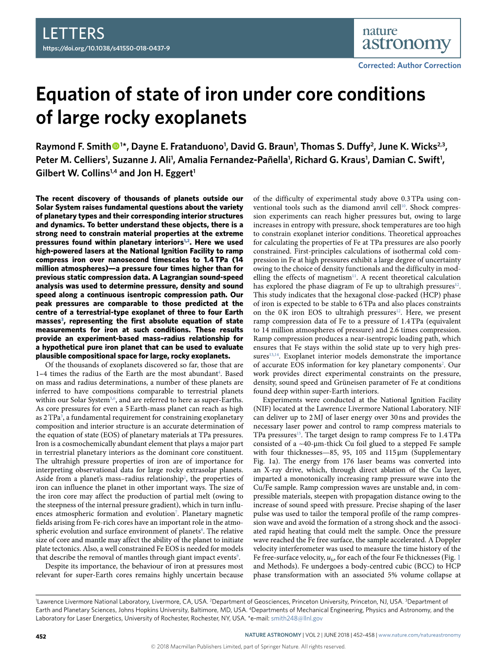 Equation of State of Iron Under Core Conditions of Large Rocky Exoplanets