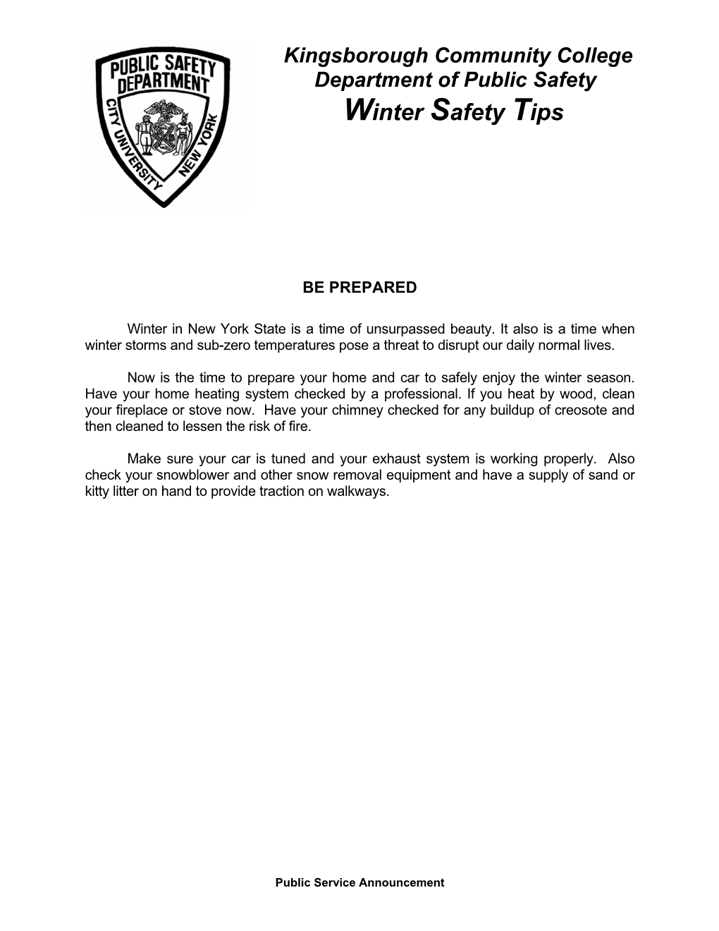 Winter Safety Tips